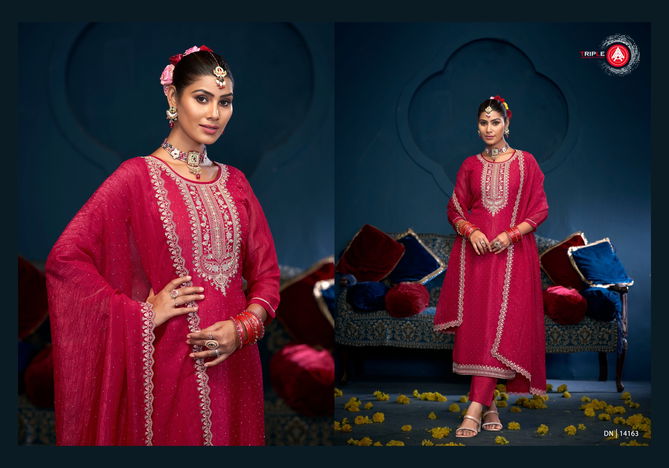 Gulabi By Triple Jarkan Work Designer Dress Material Wholesale Shop In Surat